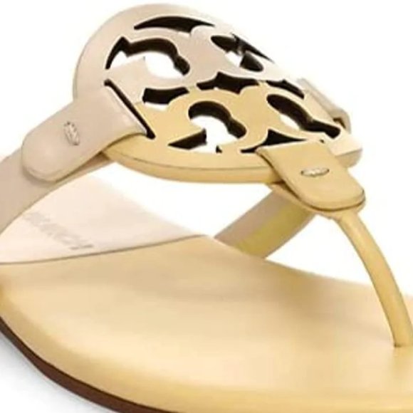 Tory Burch Soft Miller Sandals Bicolor Sweet Corn New Ivory MANY SIZES - Picture 7 of 10